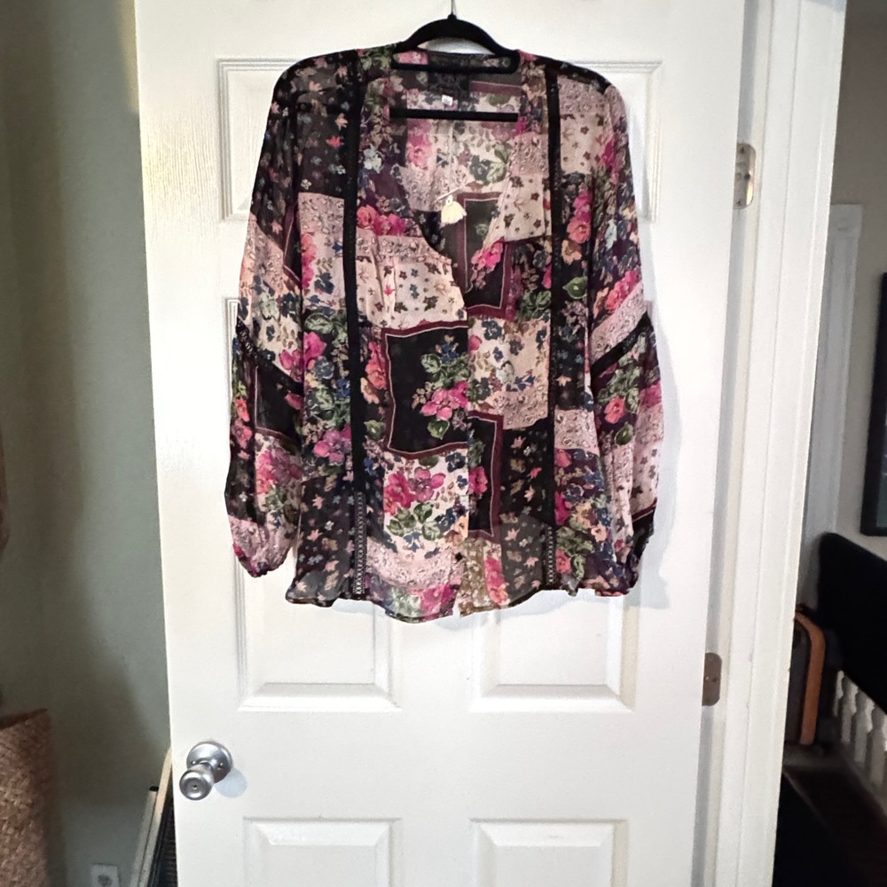 Johnny Was Jade Roswell Floral pieced chiffon Blouse
